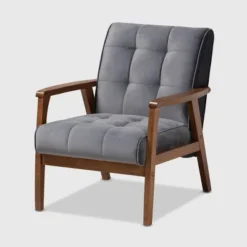 Asta Velvet Upholstered Wood Armchair - Baxton Studio -Baxton Studio GUEST b5f67c04 c372 4b99 837f b58e4f45f3a7