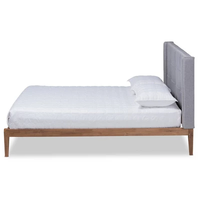 King Edmond Fabric Upholstered Wood Platform Bed Gray/Ash Walnut - Baxton Studio 3 King Edmond Fabric Upholstered Wood Platform Bed Gray/Ash Walnut - Baxton Studio