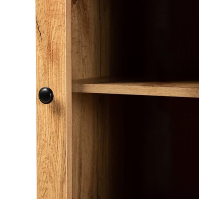 Lauren Wood Buffet And Hutch Kitchen Cabinet Oak Brown/Black - Baxton Studio 5 Lauren Wood Buffet And Hutch Kitchen Cabinet Oak Brown/Black - Baxton Studio - Image 3