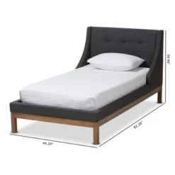 Louvain Modern And Contemporary Fabric Upholstered Walnut - Finished Platform Bed Dark Gray - Baxton Studio -Baxton Studio GUEST b653444c 02bc 43e2 b6a8 2c7d47f0cd27