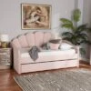 Timila Velvet Fabric Upholstered Daybed With Trundle Light Pink - Baxton Studio -Baxton Studio GUEST b71188c9 a773 48b3 b24a f1b0a440ca99