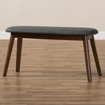 Baxton Studio Easton Mid Century Modern Walnut Finished Wood Fabric Upholstered Bench 8 Baxton Studio Easton Mid Century Modern Walnut Finished Wood Fabric Upholstered Bench - Image 6