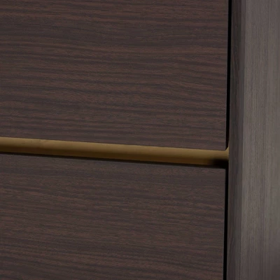 Walker Wood Nightstand With Faux Marble Top Dark Brown/Marble/Gold - Baxton Studio 4 Walker Wood Nightstand With Faux Marble Top Dark Brown/Marble/Gold - Baxton Studio - Image 2