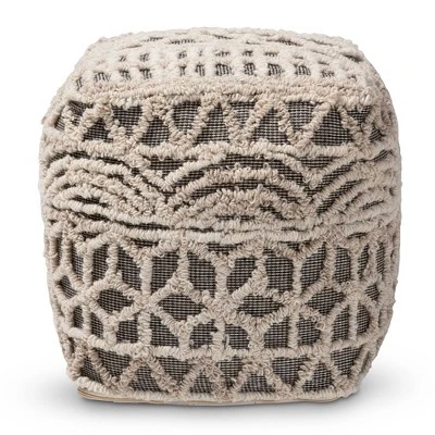 Avery Handwoven Cotton Pouf Ottoman Beige/Brown - Baxton Studio 7 Avery Handwoven Cotton Pouf Ottoman Beige/Brown - Baxton Studio - Image 5