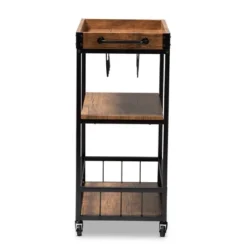 Cerne Oak And Finished Mobile Metal Bar Cart With Wine Bottle Rack Brown - Baxton Studio -Baxton Studio GUEST b7e81a7b fc04 4407 8c2f 7d69e95e2cc0