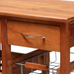 Crayton Wood And Metal Mobile Kitchen Storage Cart Oak Brown/Silver - Baxton Studio -Baxton Studio GUEST b7f04858 8836 46af a3cb 95715e67f28b