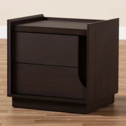 Larsine Finished 2 Drawer Nightstand Brown - Baxton Studio -Baxton Studio GUEST b8cc20c7 6d13 47fc bc11 05afe5786584