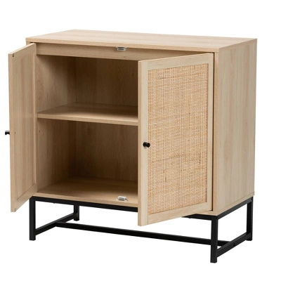 Caterina Wood And Natural Rattan 2 Door Storage Cabinet Natural Brown/Black - Baxton Studio 4 Caterina Wood And Natural Rattan 2 Door Storage Cabinet Natural Brown/Black - Baxton Studio - Image 2