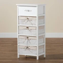 Madelia Wood 1 Drawer Storage Unit White - Baxton Studio -Baxton Studio GUEST b9e50fc3 2a18 48b6 ad11 4214e1deedef