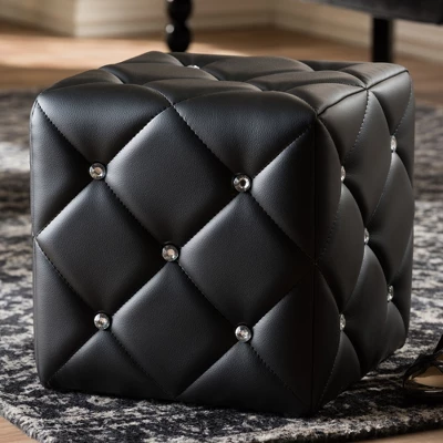 Stacey Modern And Contemporary Faux Leather Upholstered Ottoman - Baxton Studio 4 Stacey Modern And Contemporary Faux Leather Upholstered Ottoman - Baxton Studio - Image 2