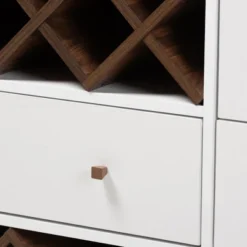 Baxton Studio Savino And Walnut Finished Wood Wine Cabinet White/Brown - BaxtonStudio