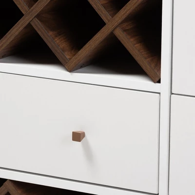 Baxton Studio Savino And Walnut Finished Wood Wine Cabinet White/Brown - BaxtonStudio 3 Baxton Studio Savino And Walnut Finished Wood Wine Cabinet White/Brown - BaxtonStudio