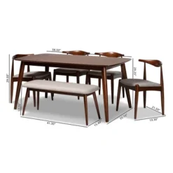 6pc Aeron Wood Dining Set Light Gray/Walnut - Baxton Studio -Baxton Studio GUEST bab25351 4577 4150 8a65 5a14e732bfae