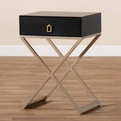1 Drawer Patricia Brass Tone Metal Nightstand - Baxton Studio -Baxton Studio GUEST baccd7f5 eedb 4f45 833a c550ec0ff396