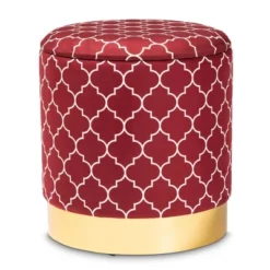 Serra Quatrefoil Velvet Upholstered Metal Storage Ottoman - Baxton Studio -Baxton Studio GUEST baf4540b e87e 487d aab0 0729e5dfc348