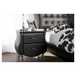 Erin Modern And Contemporary Faux Leather Upholstered Nightstand - Baxton Studio -Baxton Studio GUEST bb7b8fb1 67c9 4574 b219 2576ad0514df