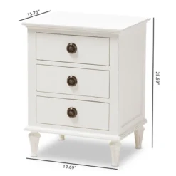 Venezia French - Inspired Rustic Washed Wood 3 - Drawer Nightstand - White - Baxton Studio 17 Venezia French - Inspired Rustic Washed Wood 3 - Drawer Nightstand - White - Baxton Studio -Baxton Studio GUEST bbd505bd 1770 429e 825b f6159eed34df