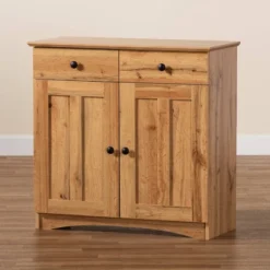 Lauren Wood 2 Door Buffet Kitchen Cabinet Oak Brown/Black - Baxton Studio -Baxton Studio GUEST bd612d0b 8a46 4520 947e 6433847cf08b