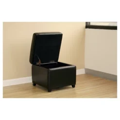 Full Leather Small Storage Cube Ottoman Black - Baxton Studio -Baxton Studio GUEST bebf9eae 1e7f 4af9 a8ba 016022804f24