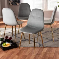 Set Of 4 Elyse Velvet Upholstered Metal Dining Chairs - Baxton Studio -Baxton Studio GUEST bf762598 d2ef 4988 bc20 837d647ca025