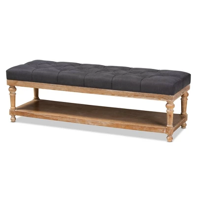 Linda Linen Fabric Upholstered Washed Wood Storage Bench - Baxton Studio 9 Linda Linen Fabric Upholstered Washed Wood Storage Bench - Baxton Studio - Image 7