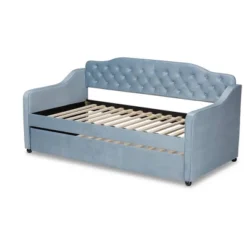 Twin Freda Velvet Tufted Daybed With Trundle Light Blue - Baxton Studio -Baxton Studio GUEST bfce6d12 9d4a 435f 94ff 5f759efdf43b