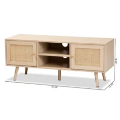 Sebille Wood With Natural Rattan 2 Door TV Stand For TVs Up To 45" Light Brown - Baxton Studio -Baxton Studio GUEST c064a611 a2e5 4643 b0a7 c85d358b5de9