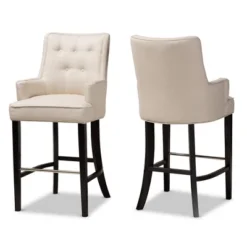2pc Aldon Upholstered And Wood Bar Stool Set - Baxton Studio -Baxton Studio GUEST c0a6a259 5f7d 4c57 851b defecccf4ed4