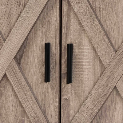 Wayne Farmhouse Wood 2 Doors Shoe Storage Cabinet Oak Brown - Baxton Studio 7 Wayne Farmhouse Wood 2 Doors Shoe Storage Cabinet Oak Brown - Baxton Studio - Image 5