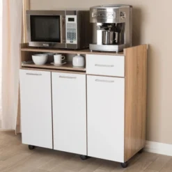 Charmain Modern And Contemporary Light Oak And Finish Kitchen Cabinet White/Brown - Baxton Studio -Baxton Studio GUEST c1a96f47 4355 407f ad5b 3fbdca430b5f