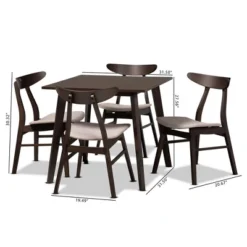 5pc Britte Fabric Upholstered Wood Dining Set - Baxton Studio -Baxton Studio GUEST c1d176f5 0752 4a71 b84c fe8c8d7f1a14