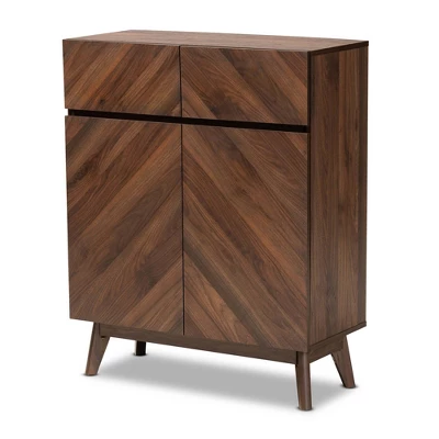 Hartman Wood Shoe Cabinet Walnut Brown - Baxton Studio 4 Hartman Wood Shoe Cabinet Walnut Brown - Baxton Studio - Image 2