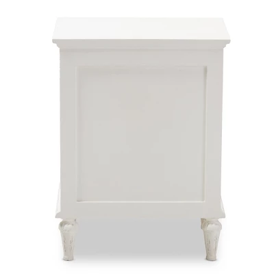 Venezia French - Inspired Rustic Washed Wood 3 - Drawer Nightstand - White - Baxton Studio 6 Venezia French - Inspired Rustic Washed Wood 3 - Drawer Nightstand - White - Baxton Studio - Image 4