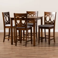 5pc Lenoir Upholstered Wood Pub Counter Height Dining Set Gray/Walnut - Baxton Studio 15 5pc Lenoir Upholstered Wood Pub Counter Height Dining Set Gray/Walnut - Baxton Studio -Baxton Studio GUEST c2ace07d 9de0 46b8 a2a3 048206a16e7a