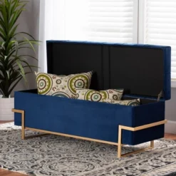 Parker Velvet Upholstered And Metal Storage Ottoman Blue/Gold - Baxton Studio 18 Parker Velvet Upholstered And Metal Storage Ottoman Blue/Gold - Baxton Studio -Baxton Studio GUEST c2d49968 4869 4ef3 a469 f9151ffad1e2