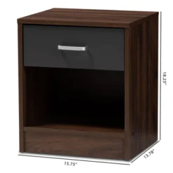 Hansel 1 Drawer And Finished Nightstand Brown/Gray - Baxton Studio -Baxton Studio GUEST c3111fc5 ad8e 4ed5 b15b e04ef54c637c