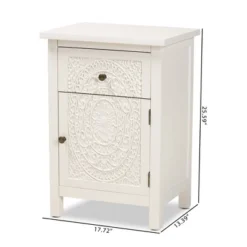 Lambert Wood 1 Drawer Nightstand White - Baxton Studio -Baxton Studio GUEST c3408a7b b847 4e07 9d36 15d8a6f10a06