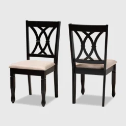 2pc Reneau Upholstered Wood Dining Chair Set - Baxton Studio -Baxton Studio GUEST c3ba3d89 4fa9 41ea b5cc 9c8f30170445