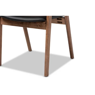 2pc Harland Faux Leather Upholstered And Wood Dining Chair Set - Baxton Studio 7 2pc Harland Faux Leather Upholstered And Wood Dining Chair Set - Baxton Studio - Image 5