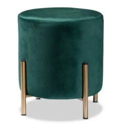Thurman Velvet Metal Ottoman - Baxton Studio -Baxton Studio GUEST c41f6788 0579 4cbd b4b1 8fc7286fac52