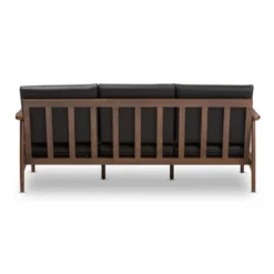 Venza Mid-Modern Walnut Wood Faux Leather 3 Seater Sofa Black - Baxton Studio -Baxton Studio GUEST c4ea653f c423 4723 ad9b 6d01b77dbb24