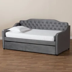 Freda Velvet Fabric Upholstered Button Tufted Daybed With Trundle - Baxton Studio 19 Freda Velvet Fabric Upholstered Button Tufted Daybed With Trundle - Baxton Studio -Baxton Studio GUEST c50336ab 9619 404f b88d 76c6e9f6cb9c
