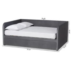 Full Basanti Velvet Fabric Upholstered 2 Drawer Daybed Gray/Dark Brown - Baxton Studio -Baxton Studio GUEST c511797c 8c3f 42d5 8f20 57e25c3f336b