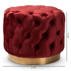 Valeria Velvet Button Tufted Ottoman Burgundy Heather - Baxton Studio -Baxton Studio GUEST c5208685 c019 4068 9940 c6c16ef4e8ef