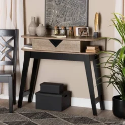 Wales Wood 1 Drawer Console Table Light Brown - Baxton Studio -Baxton Studio GUEST c5b09e07 bf92 470e a54d 046fc416d25f