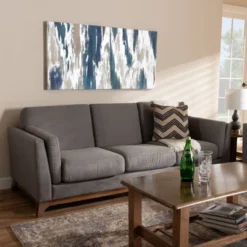 Baxton Studio Sava Fabric Upholstered Walnut Wood 3 Seater Sofa Gray - BaxtonStudio -Baxton Studio GUEST c5c4394d 7066 4267 94fc 50bc0bc0fa32