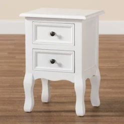 Caelan Wood 2 Drawer Nightstand White - Baxton Studio -Baxton Studio GUEST c6007144 9ada 4342 91ca 37f63787468e