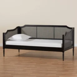Twin Hancock Wood And Synthetic Rattan Daybed Charcoal - Baxton Studio -Baxton Studio GUEST c61de61a 017e 4893 9054 e682949a9a3b