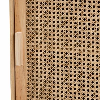 Maclean Rattan Wood 1 Door Nightstand Natural/Brown - Baxton Studio 9 Maclean Rattan Wood 1 Door Nightstand Natural/Brown - Baxton Studio - Image 7