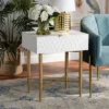 Marcin Wood And Metal 1 Drawer Nightstand White/Gold - Baxton Studio -Baxton Studio GUEST c709e420 a3b4 4b04 a182 098acf8e0065